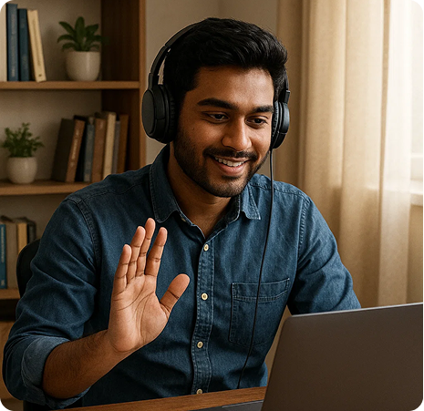 Man on video call with headphones